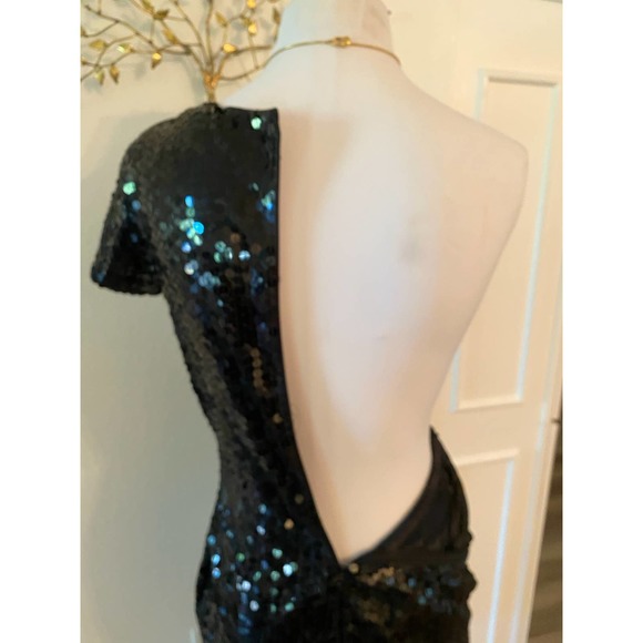90s Cache Sequin Dress Black Size Small Wedding, Formal Attire Prom - Picture 5 of 7